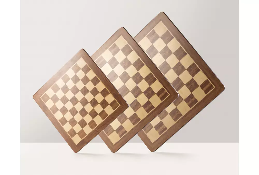 Deska szachowa nr 5 (bez opisu) paduk/klon (intarsja) - okrągłe rogi